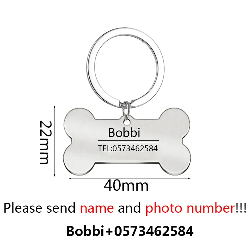 Bluelory Personalized Pet ID Tag Engraved Name For Dog Cat Collar Keychain