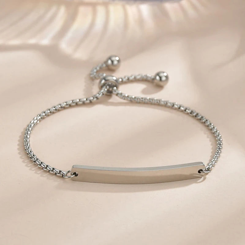 Personalized Child Name Bracelet Stainless Steel Engraved Names Date