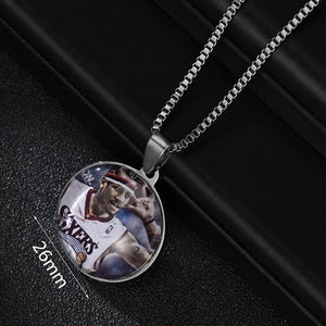 Bluelory Personalized Photo Necklace Stainless Steel Crystal Glass Jewelry