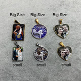 Bluelory Personalized Photo Necklace Stainless Steel Crystal Glass