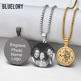Personalized Engraved Photo Name Stainless Steel Pendant Necklace