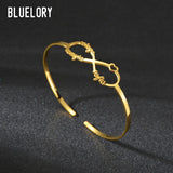Personalized Infinity Heart Names Bangle Stainless Steel Nameplate