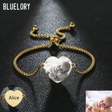 Personalized Photo Name Heart Bracelets Stainless Steel Jewelry