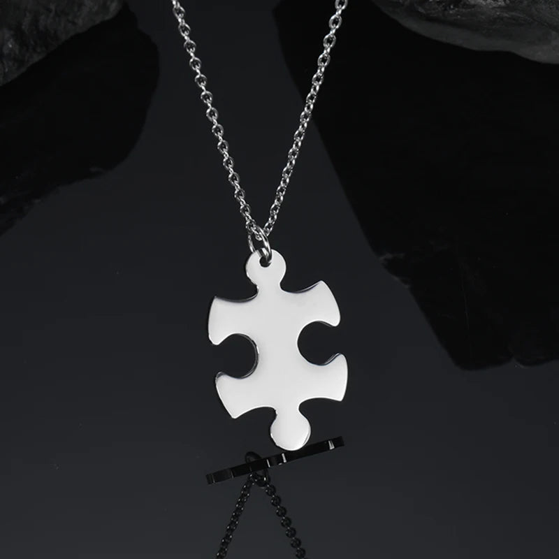 Personalized Puzzle Name Necklace Stainless Steel Couple Jewelry
