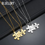 Personalized Puzzle Name Necklace Stainless Steel Couple Jewelry