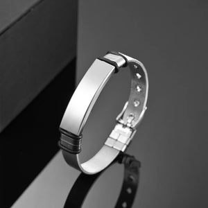 Bluelory Personalized Men Engrave Name Date Bracelet Stainless Steel