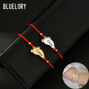 Personalized Red Weave Srting Bracelet For Newborn Baby