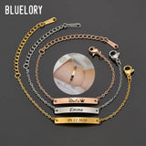 Personalized Stainless Steel Name Baby Bracelets Engraved Names Date Word