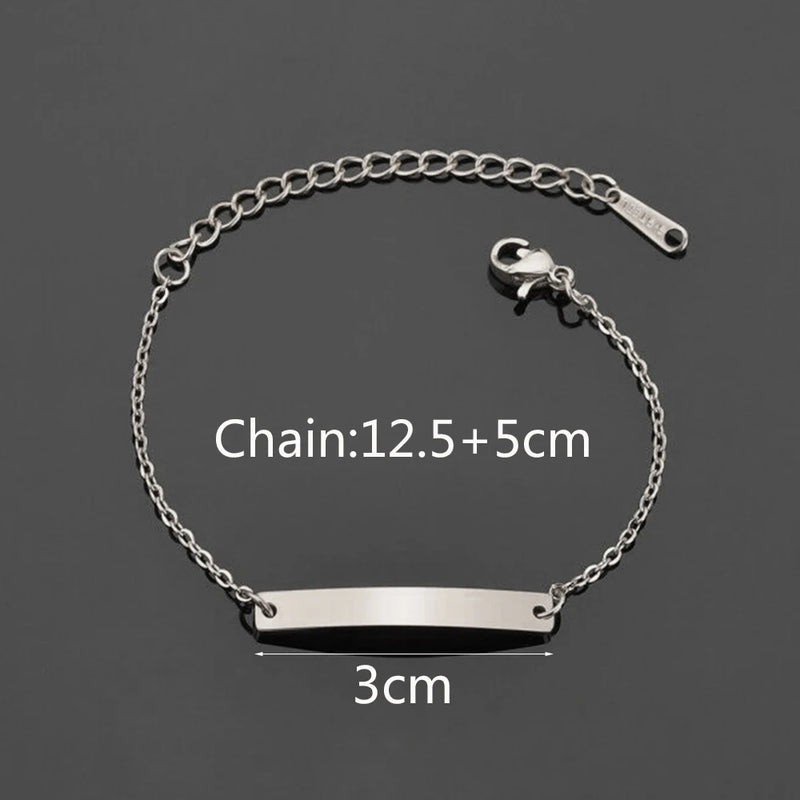 Personalized Stainless Steel Name Baby Bracelets Engraved Names Date Word