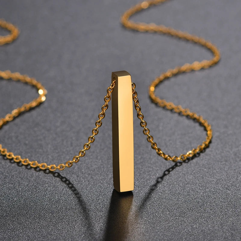 Bluelory Personalized Stainless Steel Women Name Necklaces Engraved Names Date