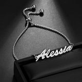 Personalized Women Name Bracelets Gold Stainless Steel Adjustable Box Chain