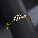 Bluelory Baby Name Bracelets For Boy Girls Stainless Steel Bells