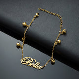 Bluelory Baby Name Bracelets For Boy Girls Stainless Steel Bells
