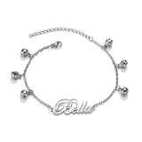 Bluelory Baby Name Bracelets For Boy Girls Stainless Steel Bells