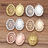 Vintage Metal Brass Filigree Photo Locket Pendant