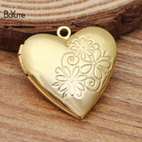 BoYuTe 25*7MM Metal Brass Flower Carved Heart Locket Pendant