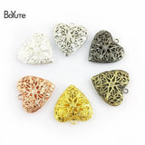 BoYuTe 26MM Filigree Heart Photo Locket Metal Brass Locket Pendant
