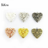 BoYuTe 26MM Filigree Heart Photo Locket Metal Brass Locket Pendant