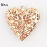BoYuTe 26MM Filigree Heart Photo Locket Metal Brass Locket Pendant