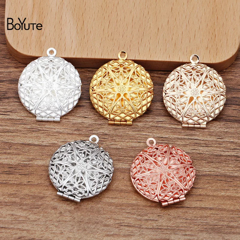 BoYuTe Round Filigree Locket Pendant Vintage Jewelry Brass 27MM