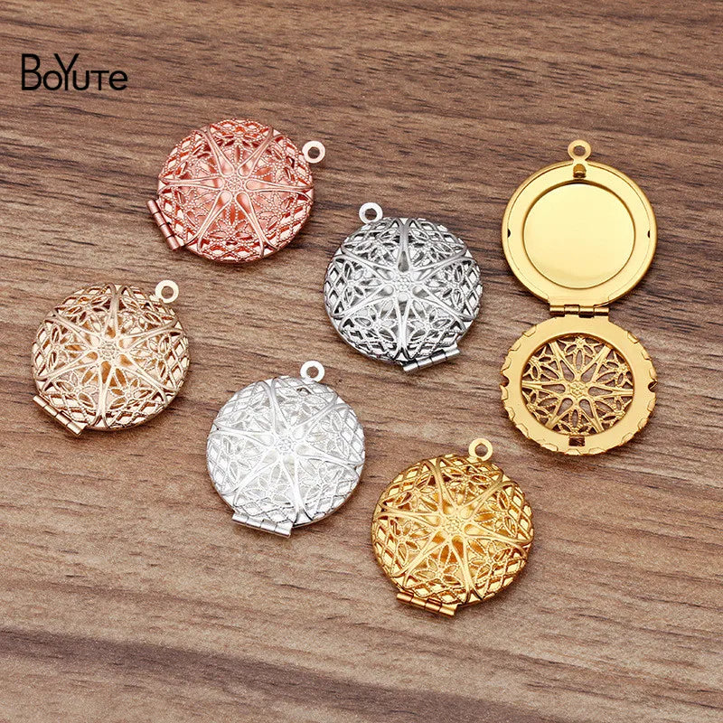 BoYuTe Round Filigree Locket Pendant Vintage Jewelry Brass 27MM