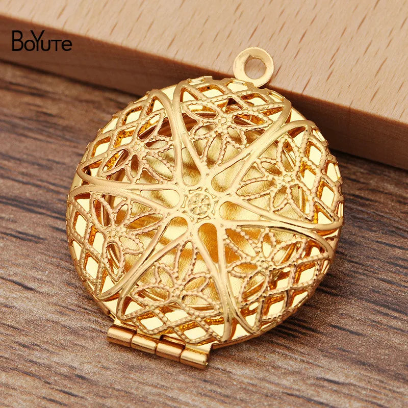 BoYuTe Round Filigree Locket Pendant Vintage Jewelry Brass 27MM