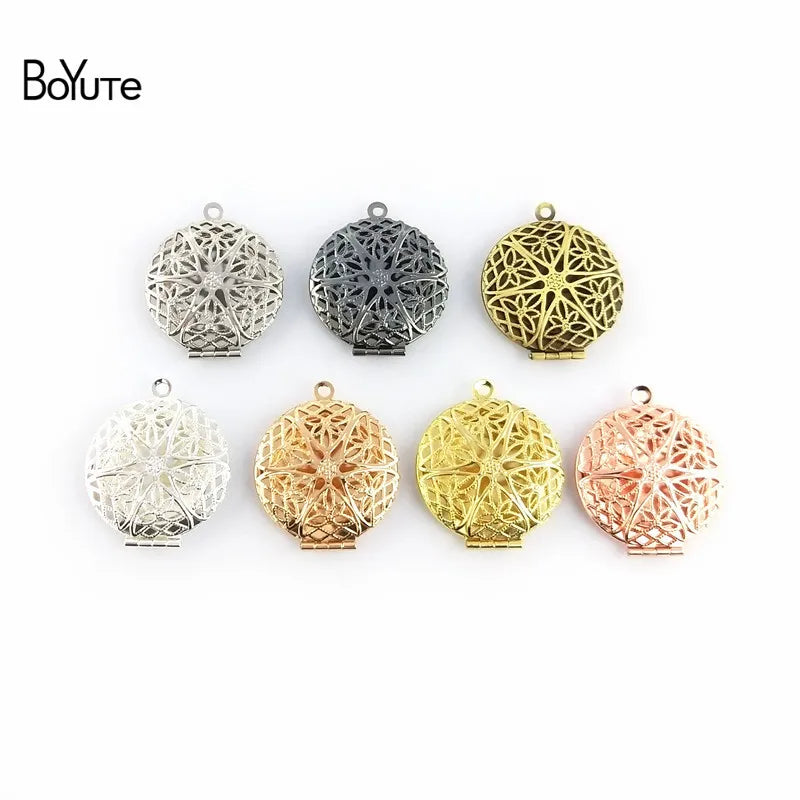 BoYuTe Round Filigree Locket Pendant Vintage Jewelry Brass 27MM