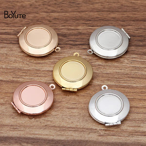 BoYuTe 28*6MM Metal Brass Round Photo Locket Diy Blank Locket Pendant Base