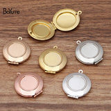BoYuTe 28*6MM Metal Brass Round Photo Locket Diy Blank Locket Pendant Base