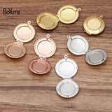 BoYuTe 28*6MM Metal Brass Round Photo Locket Diy Blank Locket Pendant Base