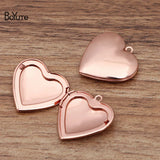 10Pcs 29*27*7MM Heart Locket Pendant Brass Glossy Metal Insert Photo Memory