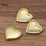 10Pcs 29*27*7MM Heart Locket Pendant Brass Glossy Metal Insert Photo Memory