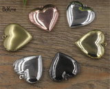 10Pcs 29*27*7MM Heart Locket Pendant Brass Glossy Metal Insert Photo Memory