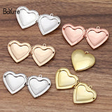 10Pcs 29*27*7MM Heart Locket Pendant Brass Glossy Metal Insert Photo Memory
