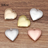 10Pcs 29*27*7MM Heart Locket Pendant Brass Glossy Metal Insert Photo Memory