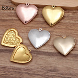 10Pcs 29x27x7MM Brass Heart Locket Pendant DIY Jewelry Accessories