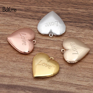 BoYuTe Love Locket Pendant 29*27MM Heart Shape DIY Hand Open Photo Jewelry