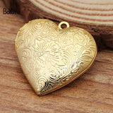 10Pcs 29*27MM Brass Heart Photo Locket Pendant