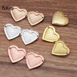 10Pcs 29*27MM Brass Heart Photo Locket Pendant