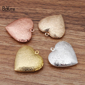 10 Pcs 29*27MM Brass Heart Photo Locket Pendant