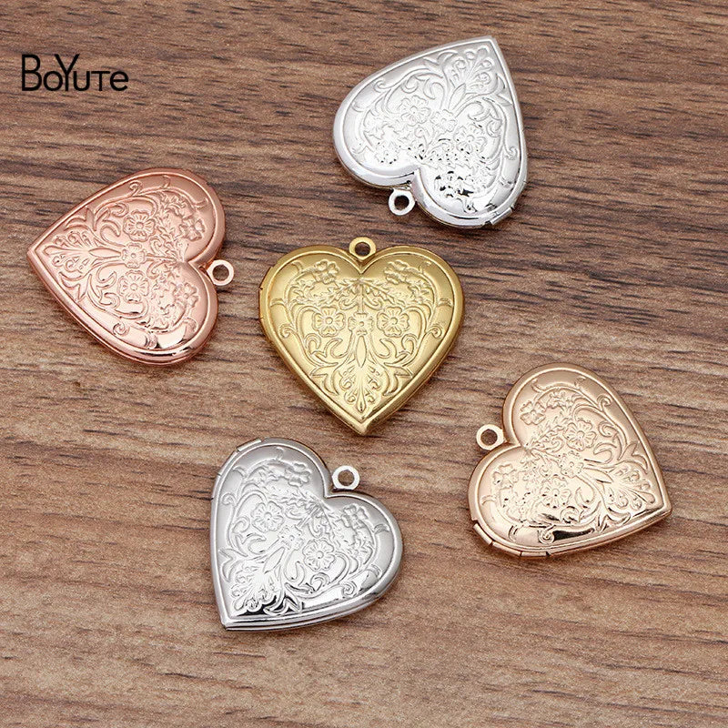 BoYuTe 29MM Metal Brass Heart Locket Pendant Vintage Jewelry Floating