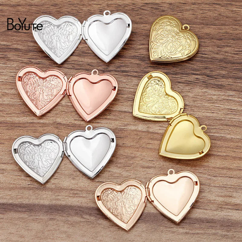 BoYuTe 29MM Metal Brass Heart Locket Pendant Vintage Jewelry Floating