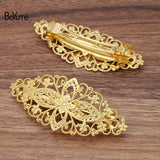 BoYuTe 35*80MM Filigree Flower Hairpin 5 Colors Women Hair Clips