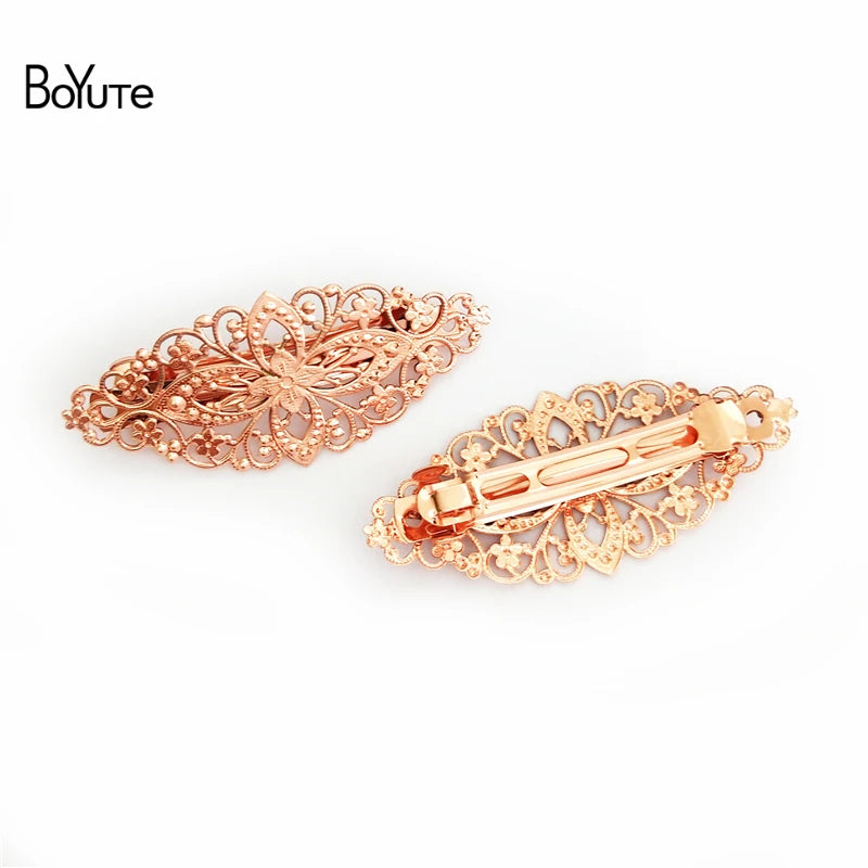 BoYuTe 35*80MM Filigree Flower Hairpin 5 Colors Women Hair Clips