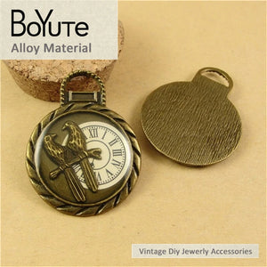 10Pcs 45*35MM Bird Enamel Clock Pendants Antique Bronze Jewelry