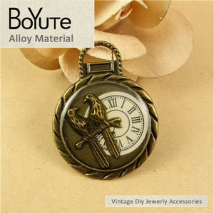 10Pcs 45*35MM Bird Enamel Clock Pendants Antique Bronze Jewelry