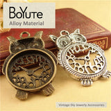 BoYuTe 48*32MM 2 Colors Metal Owl Charms Diy Clock Owl Pendant Charms