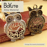 BoYuTe 48*32MM 2 Colors Metal Owl Charms Diy Clock Owl Pendant Charms