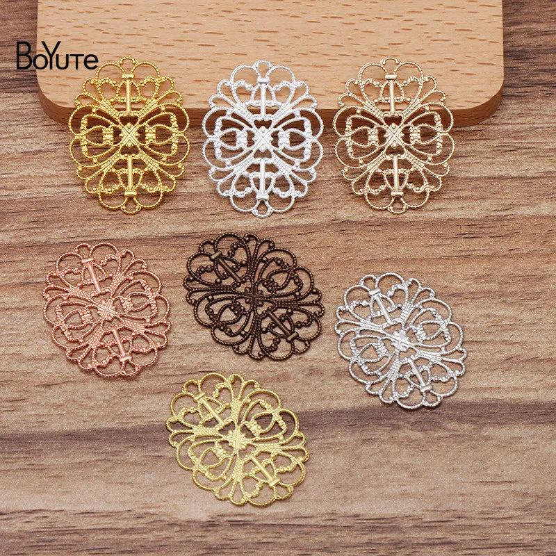 BoYuTe 100 Pcs Flower Charms Brass Material DIY Jewelry Making