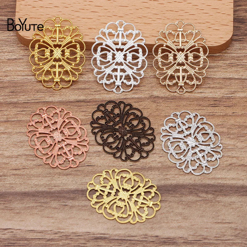 BoYuTe 100 Pcs Flower Charms Brass Material DIY Jewelry Making